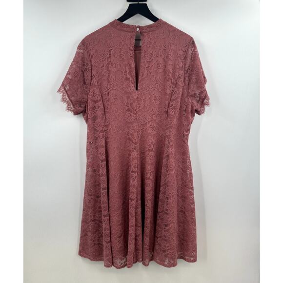 Torrid - Mini Lace High Neck Skater Dress Mauve Size 3 - Picture 9 of 10